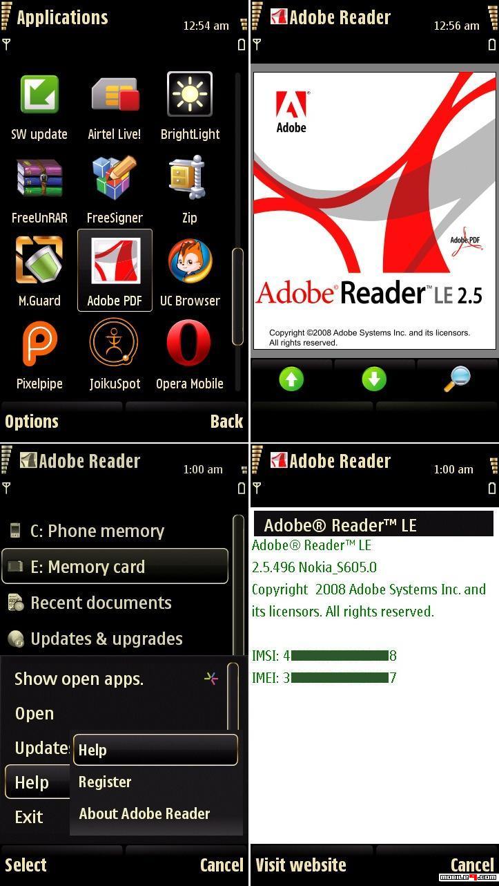 Download Adobe Reader LE 2.5 (PDF) Symbian S60 5th Edition Apps