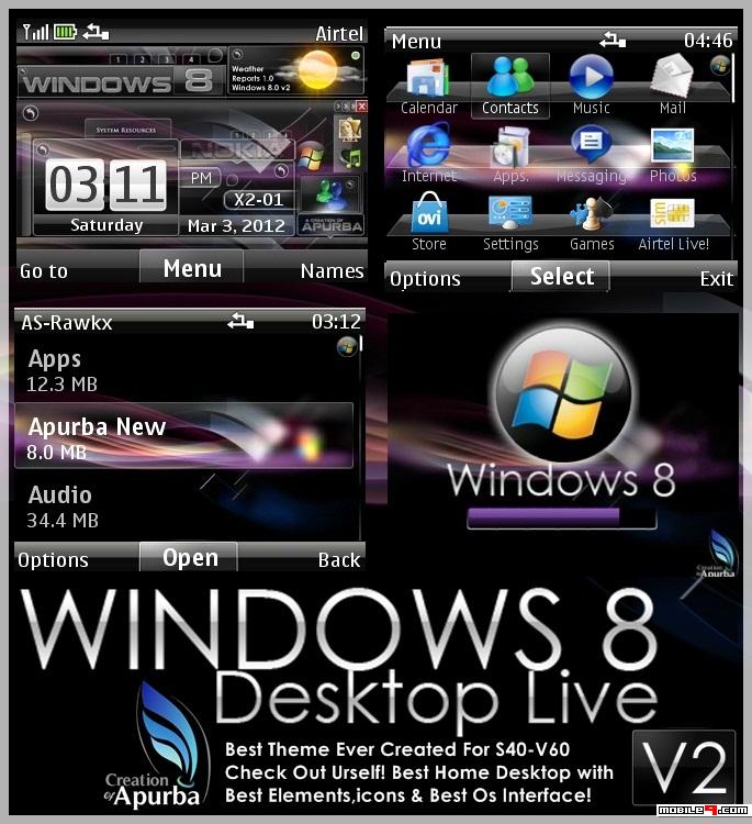 Download Windows 8 Desktop Live V2 by ApurBa Symbian Series 40 6th